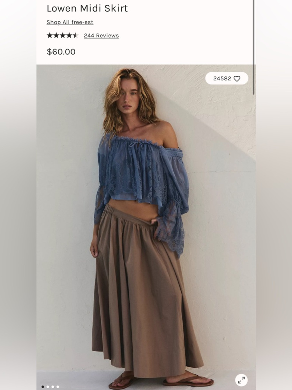 Free people lowen midi skirt (S)